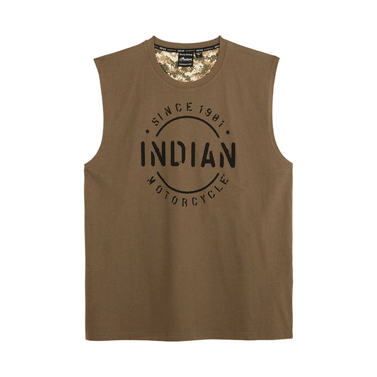 Men's Stencil Block Icon Tank, Khaki