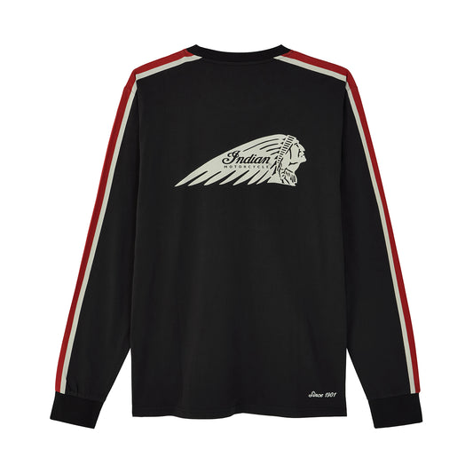 Men's Striped Sleeves Headdress Long Sleeve T-Shirt, Black