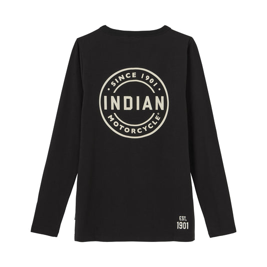 Women's Circle Block Logo Henley Long Sleeve T-Shirt, Black