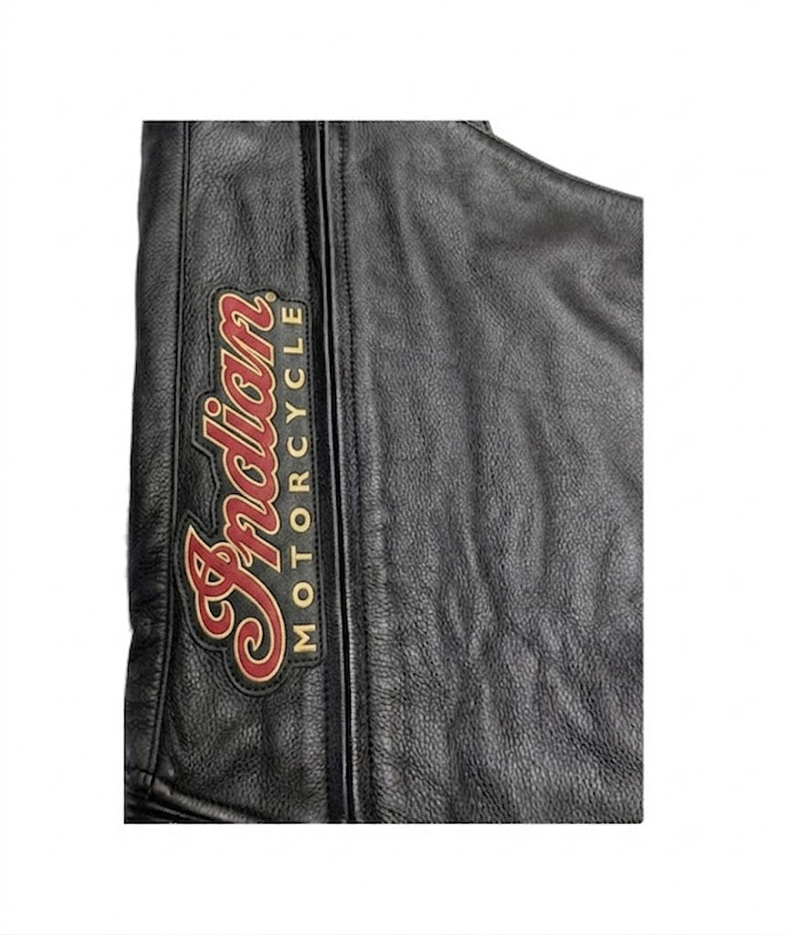 Vintage Men's Indian Motorcycle Deluxe Black Leather Chaps