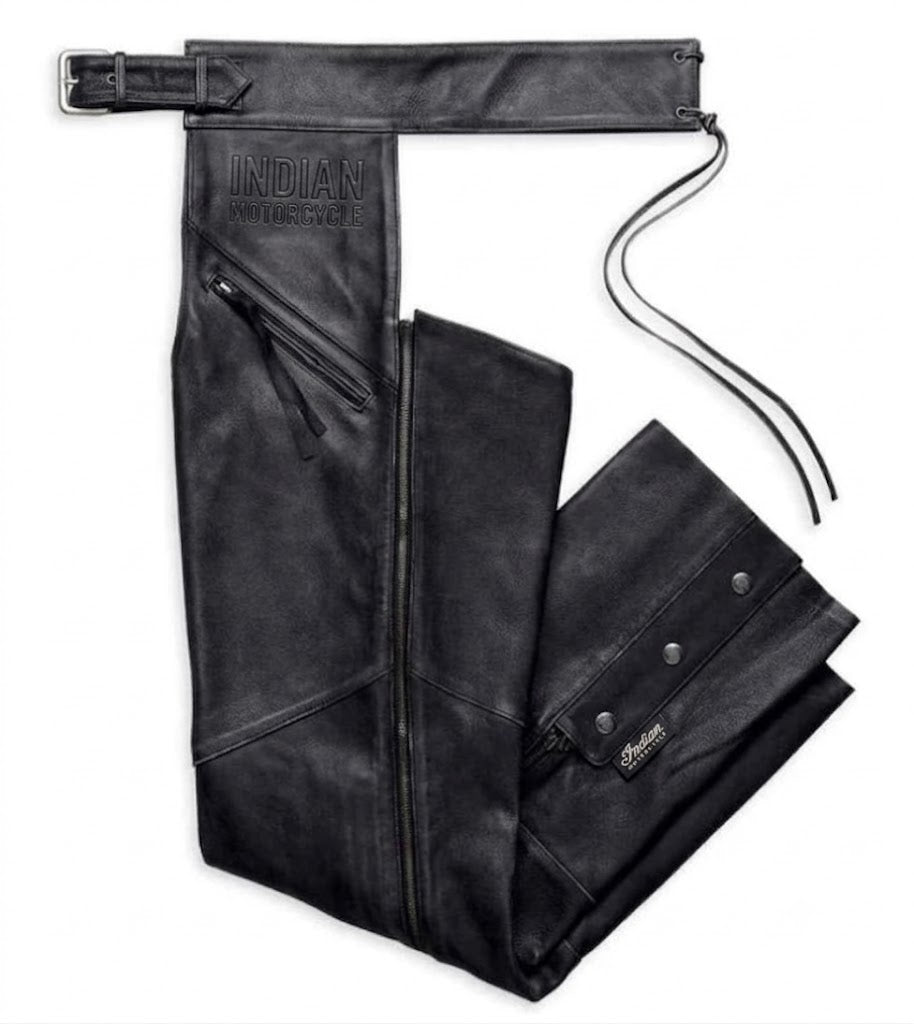 Indian Motorcycle Men's Embroidered Distressed Leather Chaps