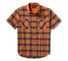 Men's TECH Vented Stretch Comfort Shirt - Plaid - Orange & Black