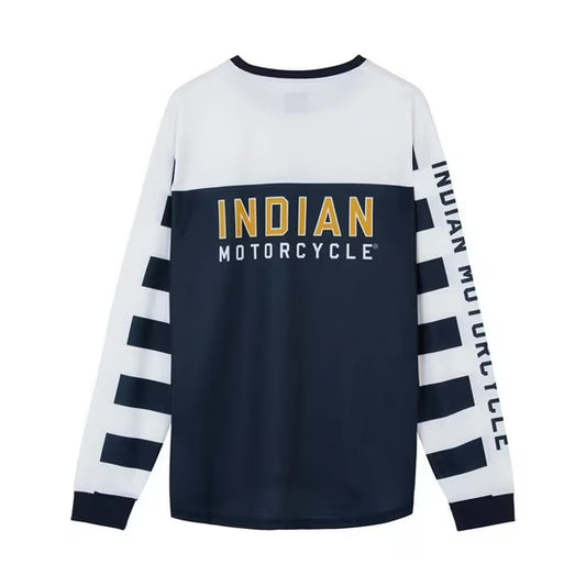 Indian Motorcycle Men's Striped Sleeve Jersey Tee, White