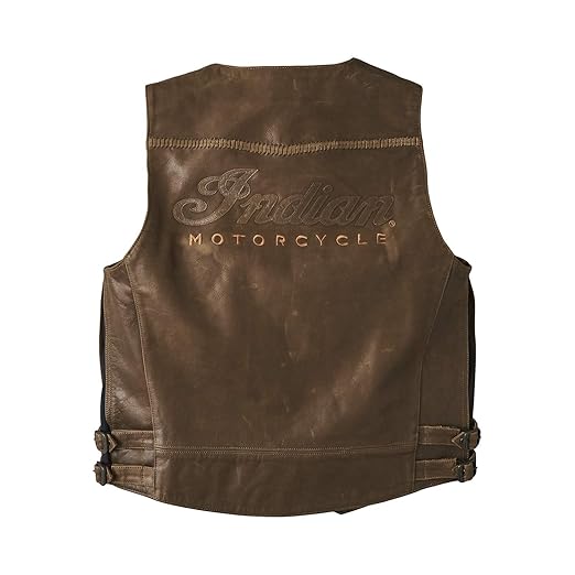 Indian Motorcycle Men's Vintage Leather Vest, Brown