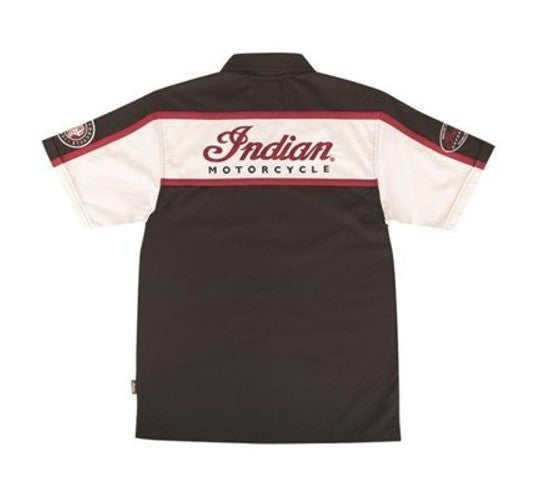 Indian Shirt Men's Color Block Shirt Short Sleeve - Black/Red/Antique White