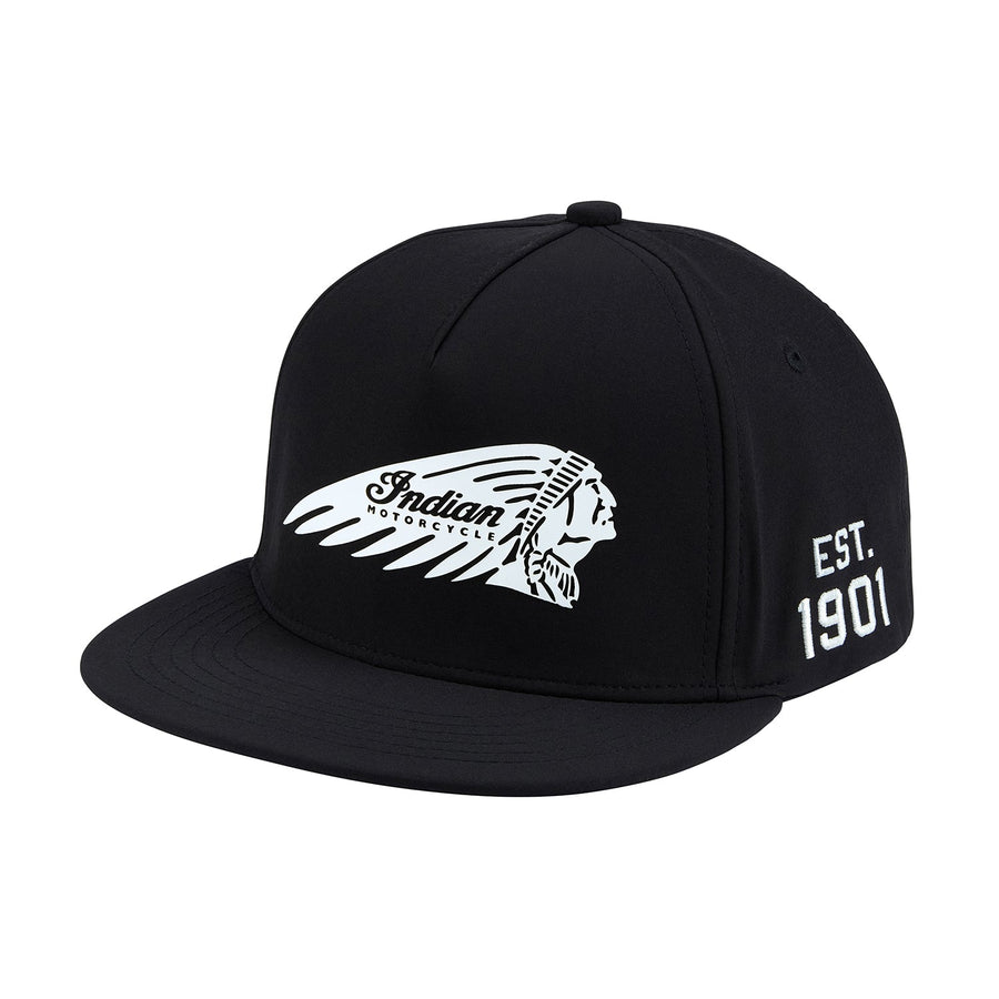 Headdress Flat Brim Cap, Black - Indian Motorcycle Jacket