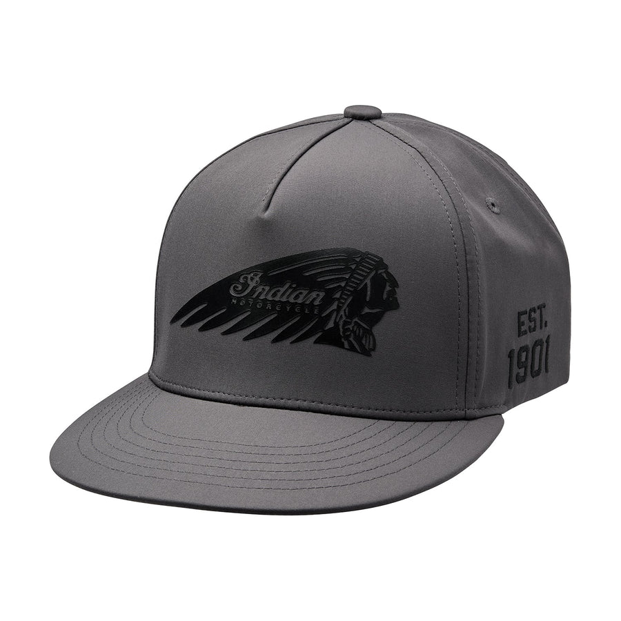 Headdress Print Flat Peak Cap, Gray - Indian Motorcycle Jacket