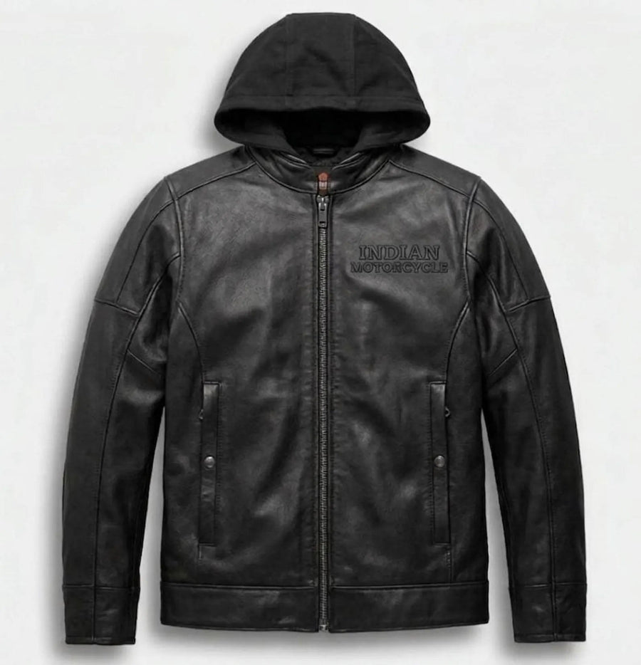 Indian Motorcycle Men's 2 IN 1 Cafe Racer With Removable Hoodie Jacket - Indian Motorcycle Jacket