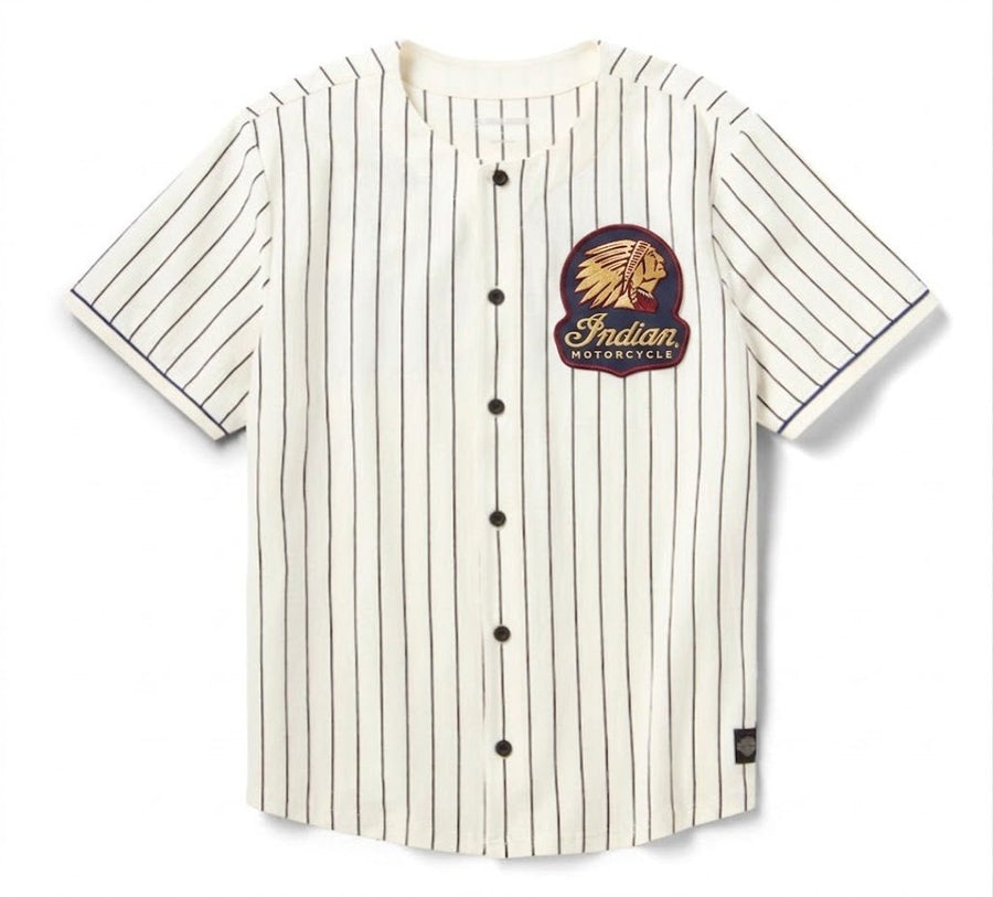 Men's Essential Pinstripe Baseball Jersey - Indian Motorcycle Jacket