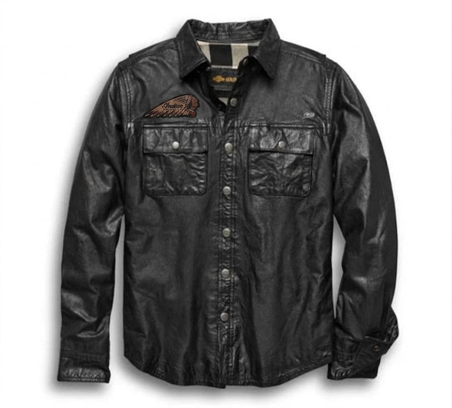 Men's Leather Shirt Jacket - Indian Motorcycle Jacket