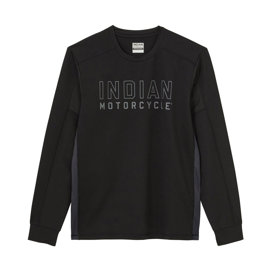Men's Outline Logo Athlete Long Sleeve T-Shirt, Black - Indian Motorcycle Jacket