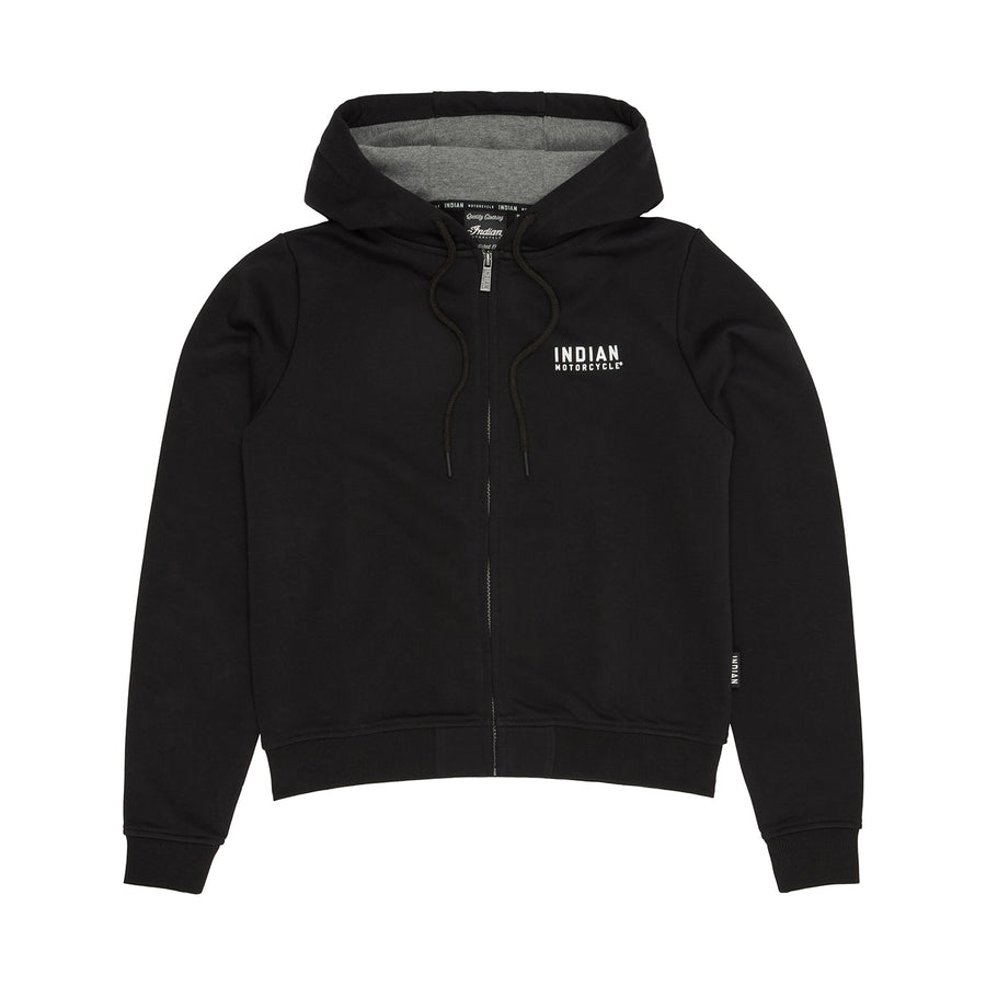Women's Est 1901 Indian Motorcycle Cropped Hoodie, Black - Indian Motorcycle Jacket