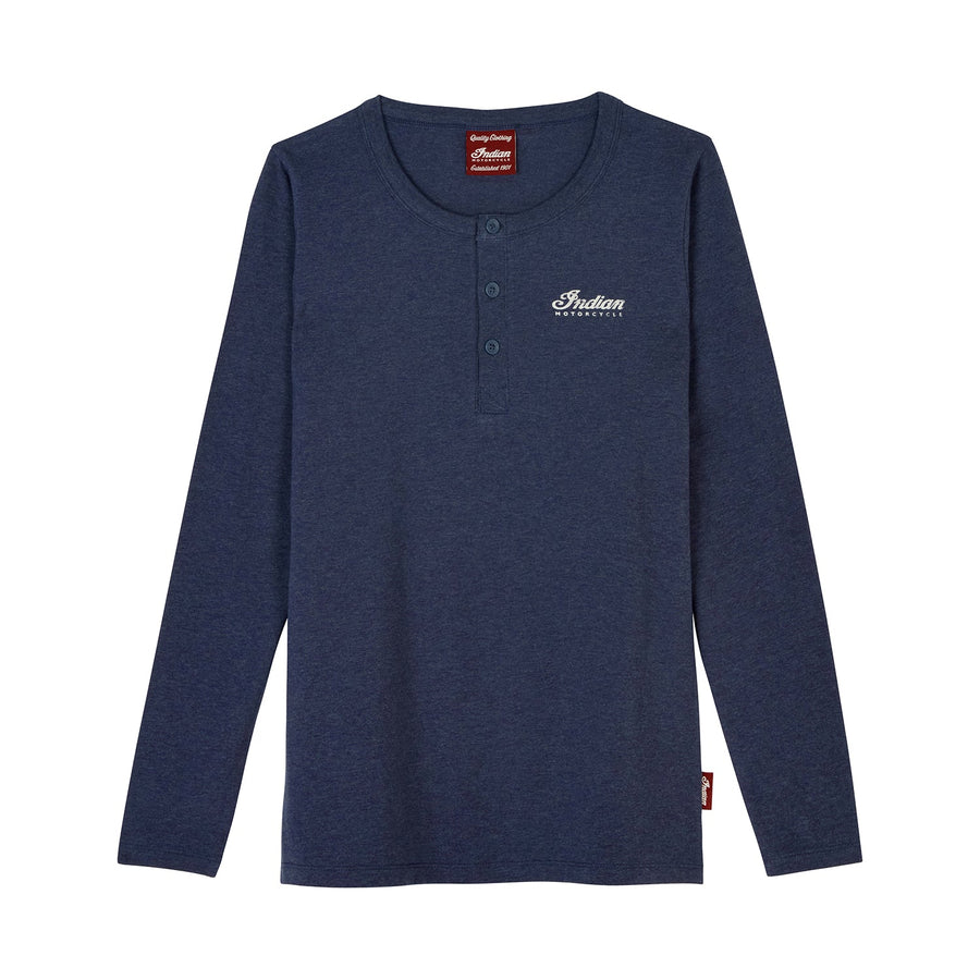 Women's Headdress Henley LS T-shirt, Navy - Indian Motorcycle Jacket