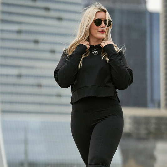 Women's Cropped Athlete Hoodie, Black