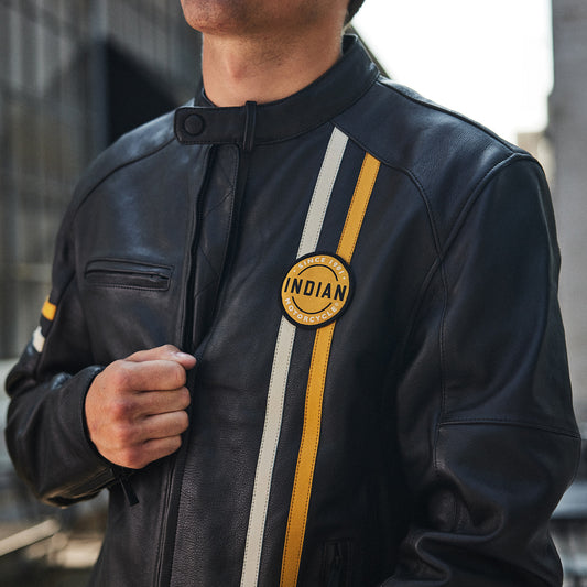 Men's Cafe Leather Jacket, Black