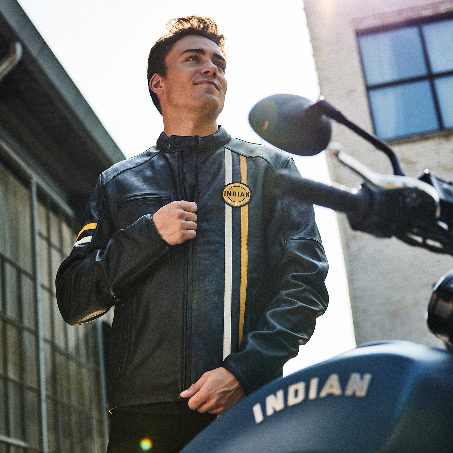 Men's Cafe Leather Jacket, Black
