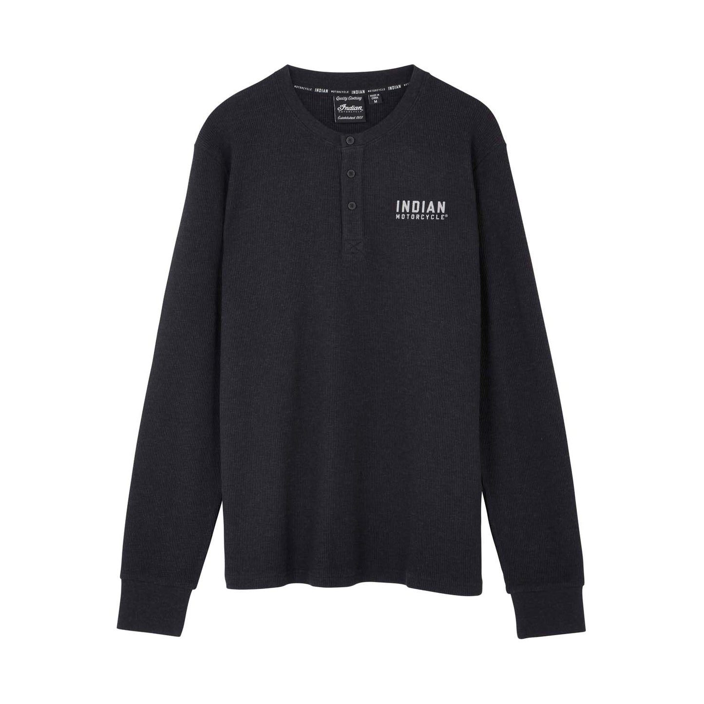 Men's Custom Built Henley Long Sleeve T-Shirt, Black