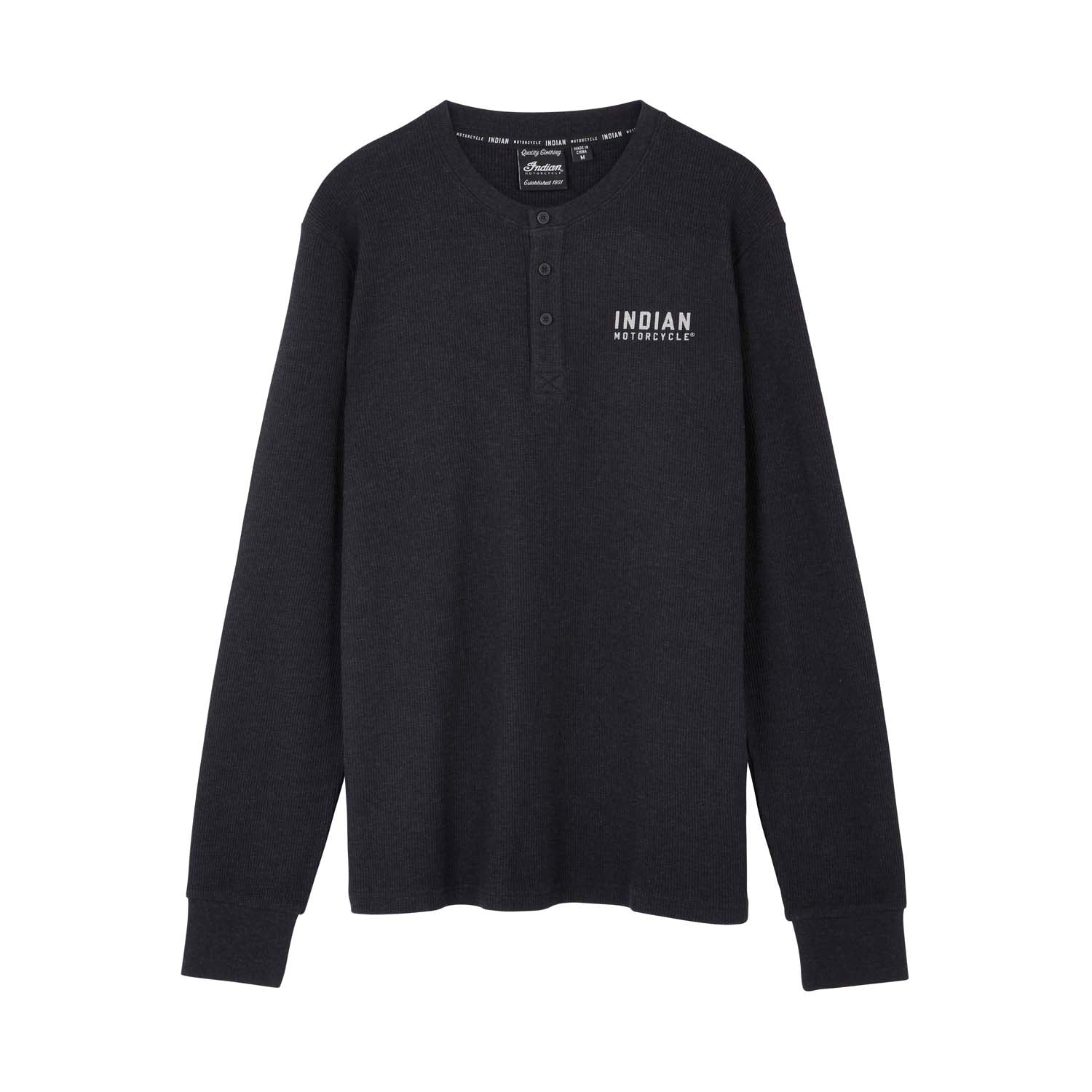 Men's Custom Built Henley Long Sleeve T-Shirt, Black