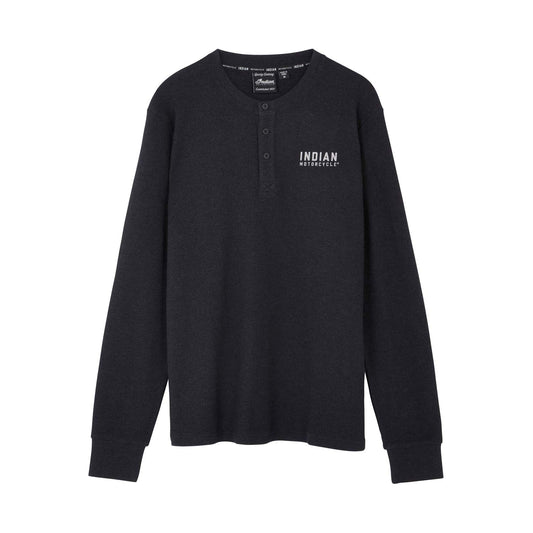Men's Custom Built Henley Long Sleeve T-Shirt, Black