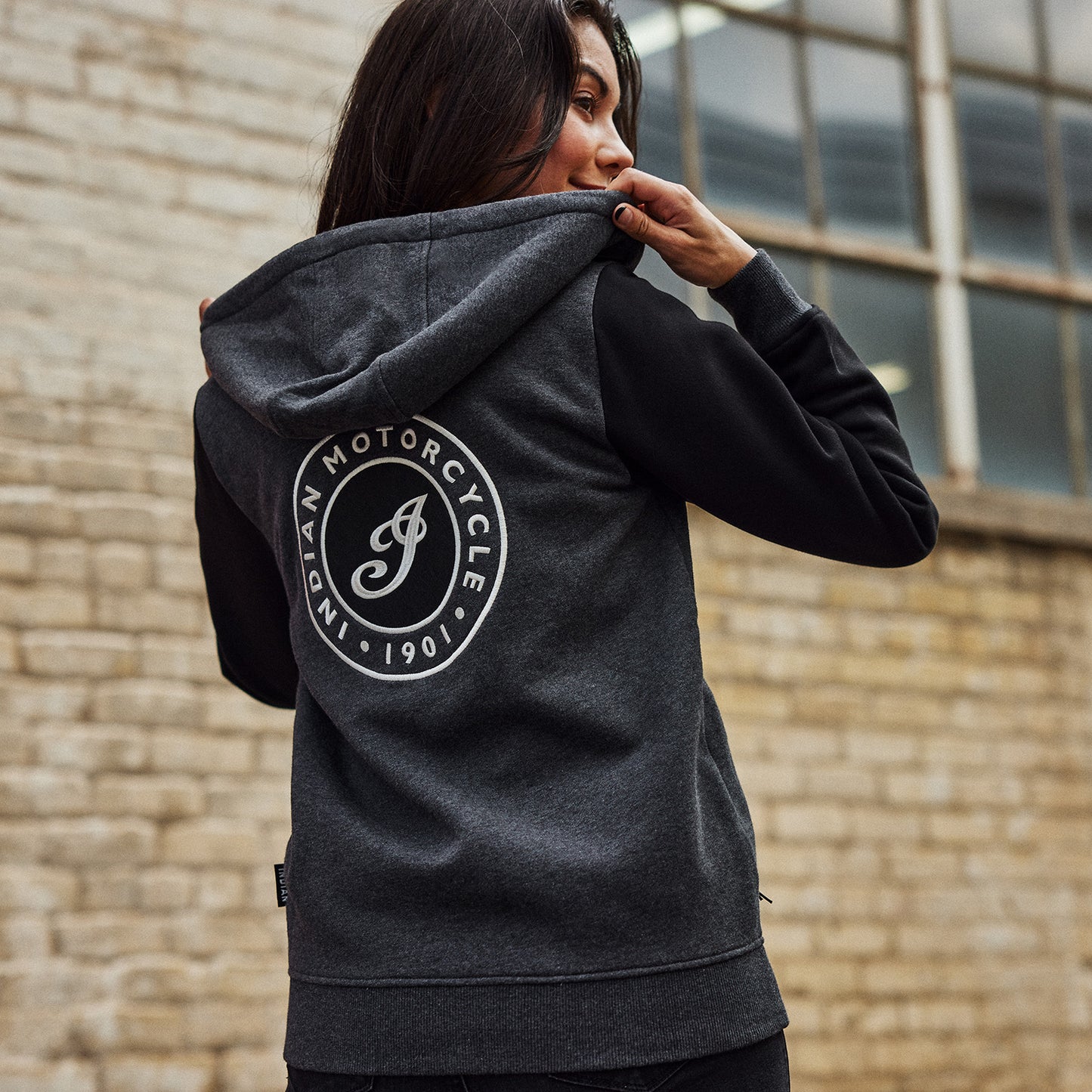 Women's Charcoal Black Contrast Hoodie, Gray