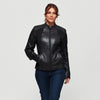 Women's Drew Leather Jacket, Black