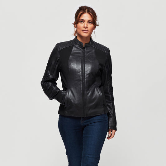 Women's Drew Leather Jacket, Black