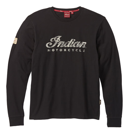Men's Long Sleeve Script Logo T-Shirt, Black