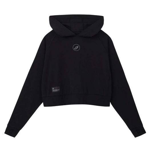 Women's Cropped Athlete Hoodie, Black