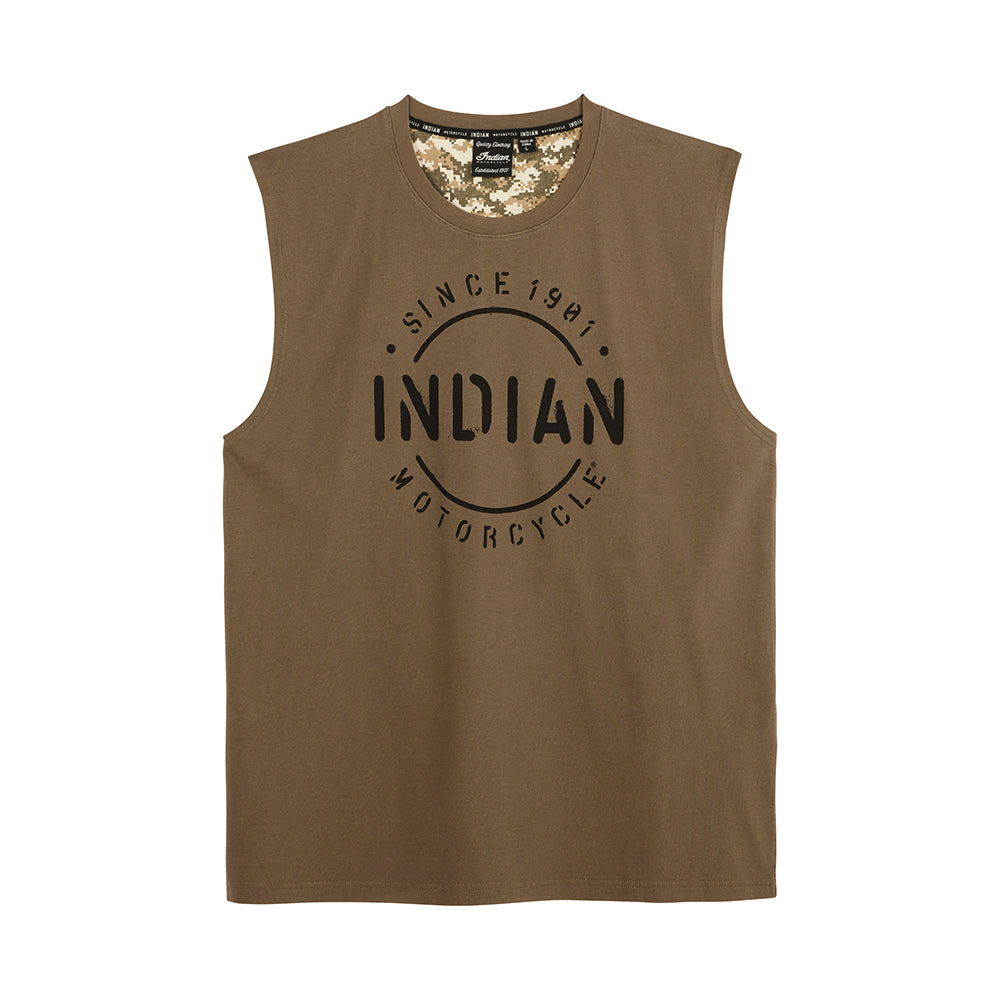 Men's Stencil Block Icon Tank, Khaki