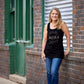 Women's Stencil Block Icon Tank, Black