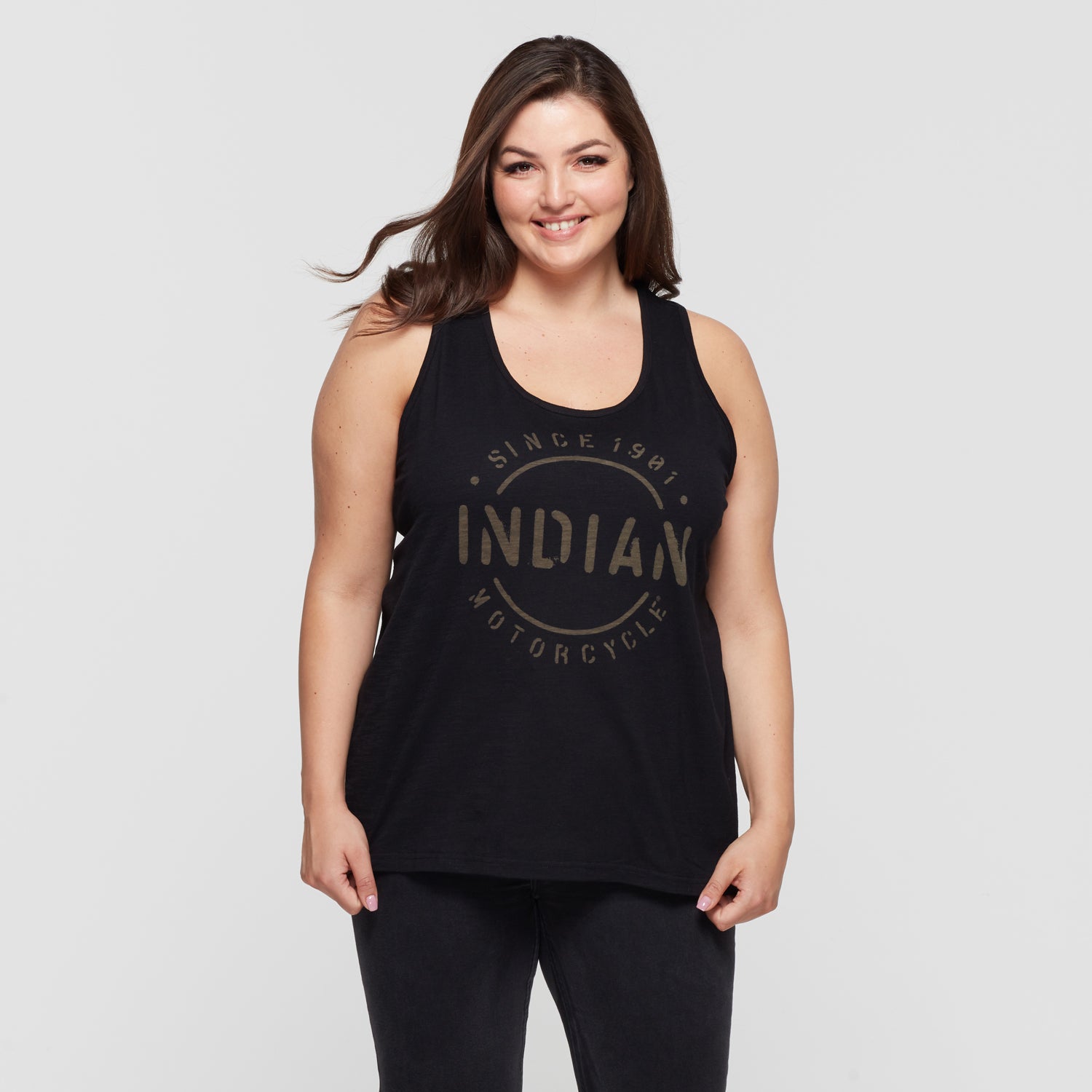 Women's Stencil Block Icon Tank, Black
