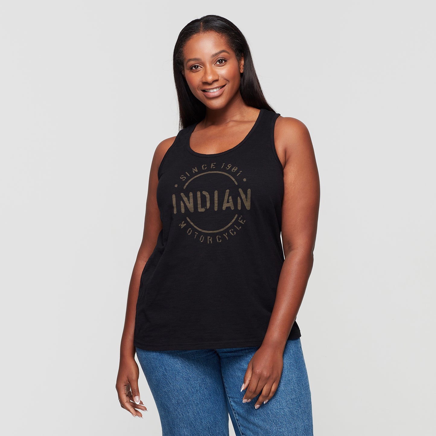 Women's Stencil Block Icon Tank, Black