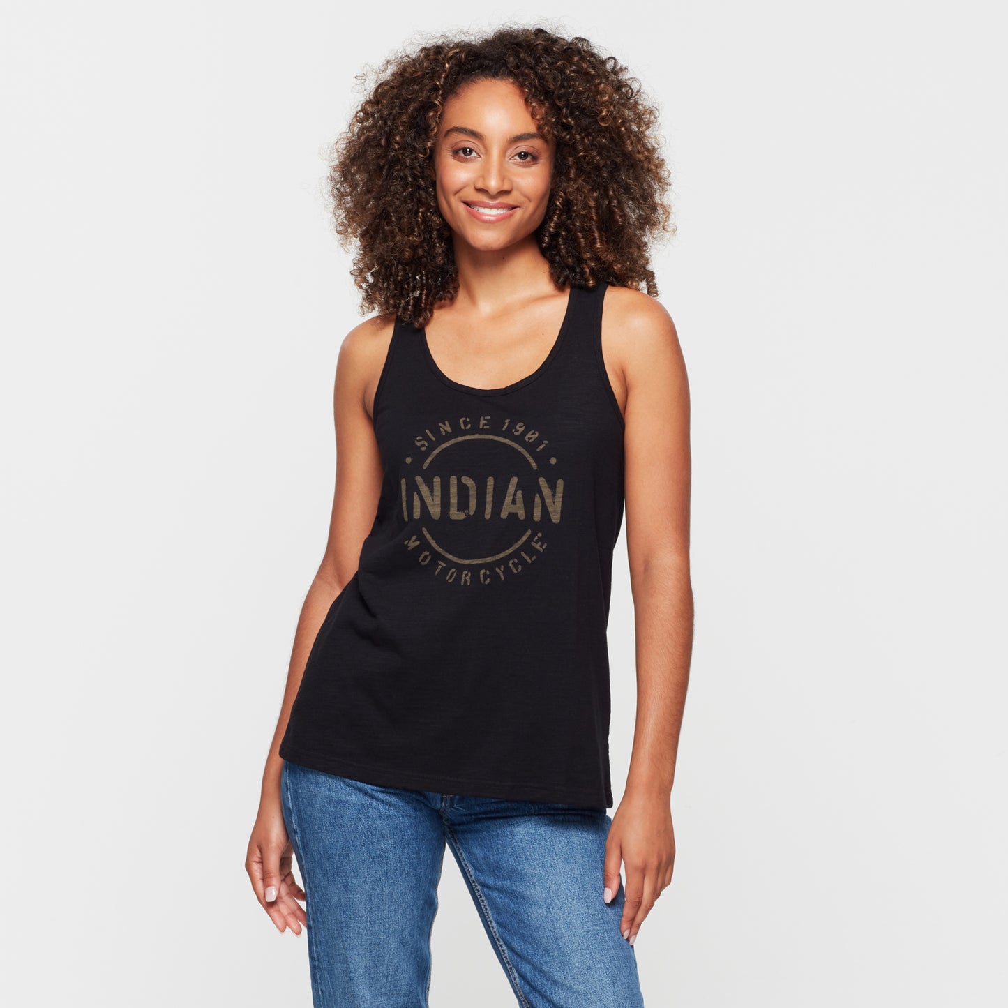 Women's Stencil Block Icon Tank, Black
