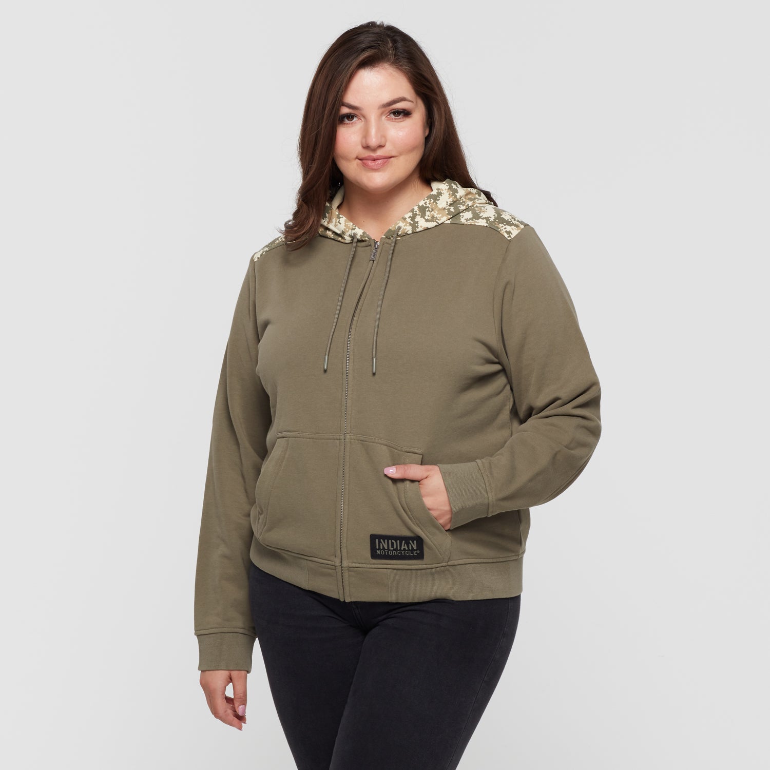 Women's Stencil Block Icon Hoodie, Khaki