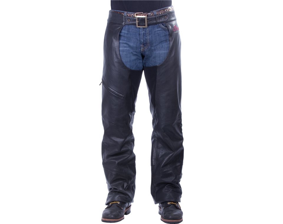 Men's Traditional Leather Chaps, Black