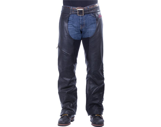 Men's Traditional Leather Chaps, Black