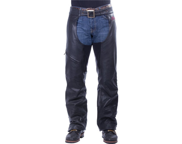 Men's Traditional Leather Chaps, Black