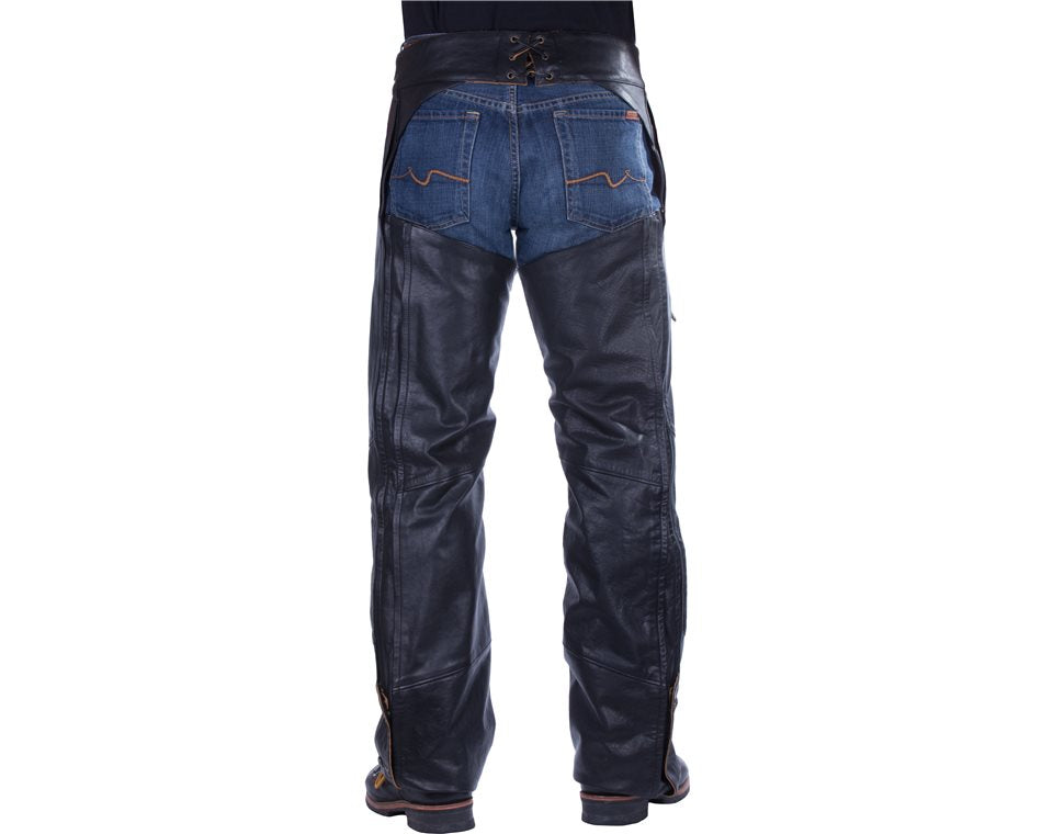 Men's Traditional Leather Chaps, Black