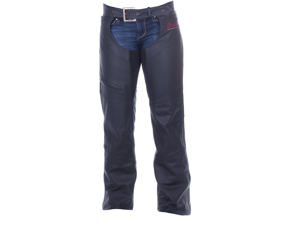 Women's Traditional Leather Chaps, Black