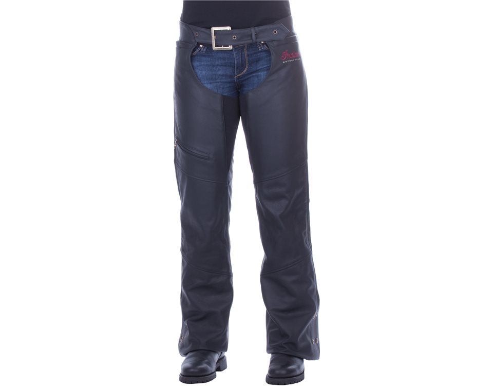 Women's Traditional Leather Chaps, Black
