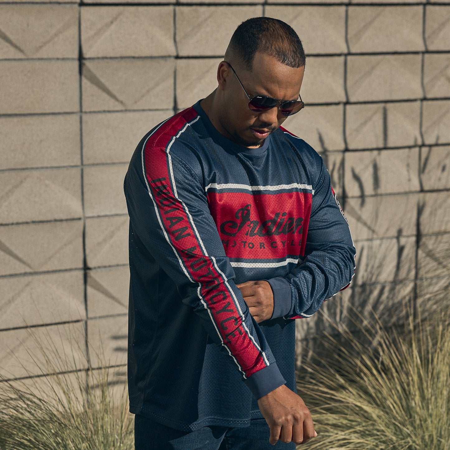 Men's Script Performance Long Sleeve T-Shirt, Navy