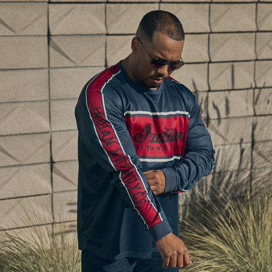 Men's Script Performance Long Sleeve T-Shirt, Navy