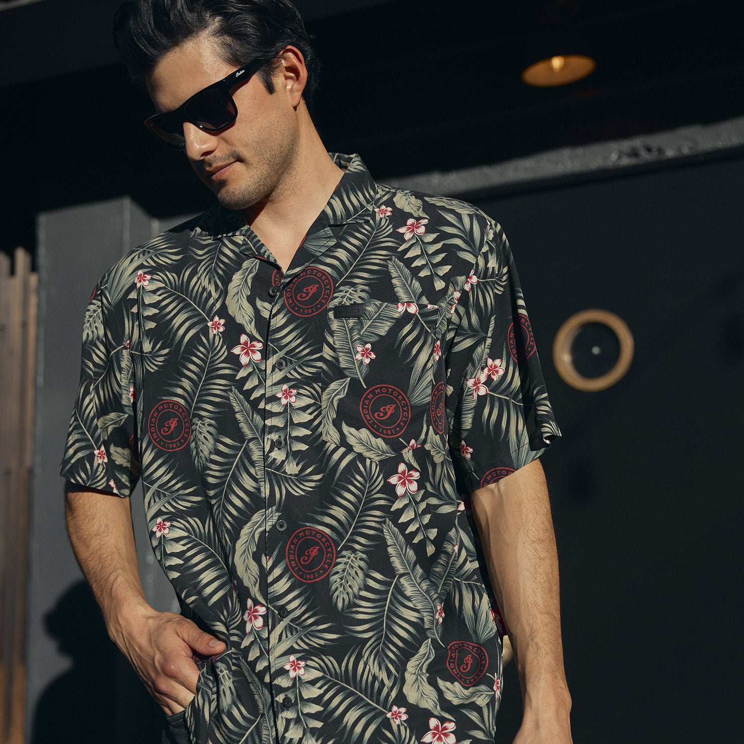 Men's Tropical Print Shirt, Green