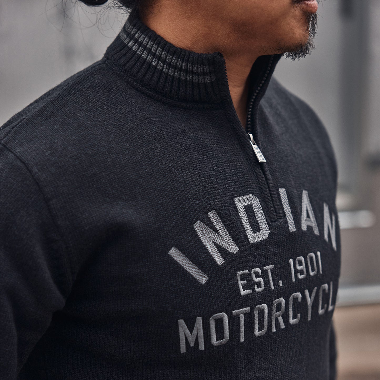 Men's Knitted Embroidered Logo Top, Black