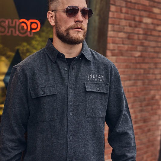 Men's Flannel Twill Shirt, Gray