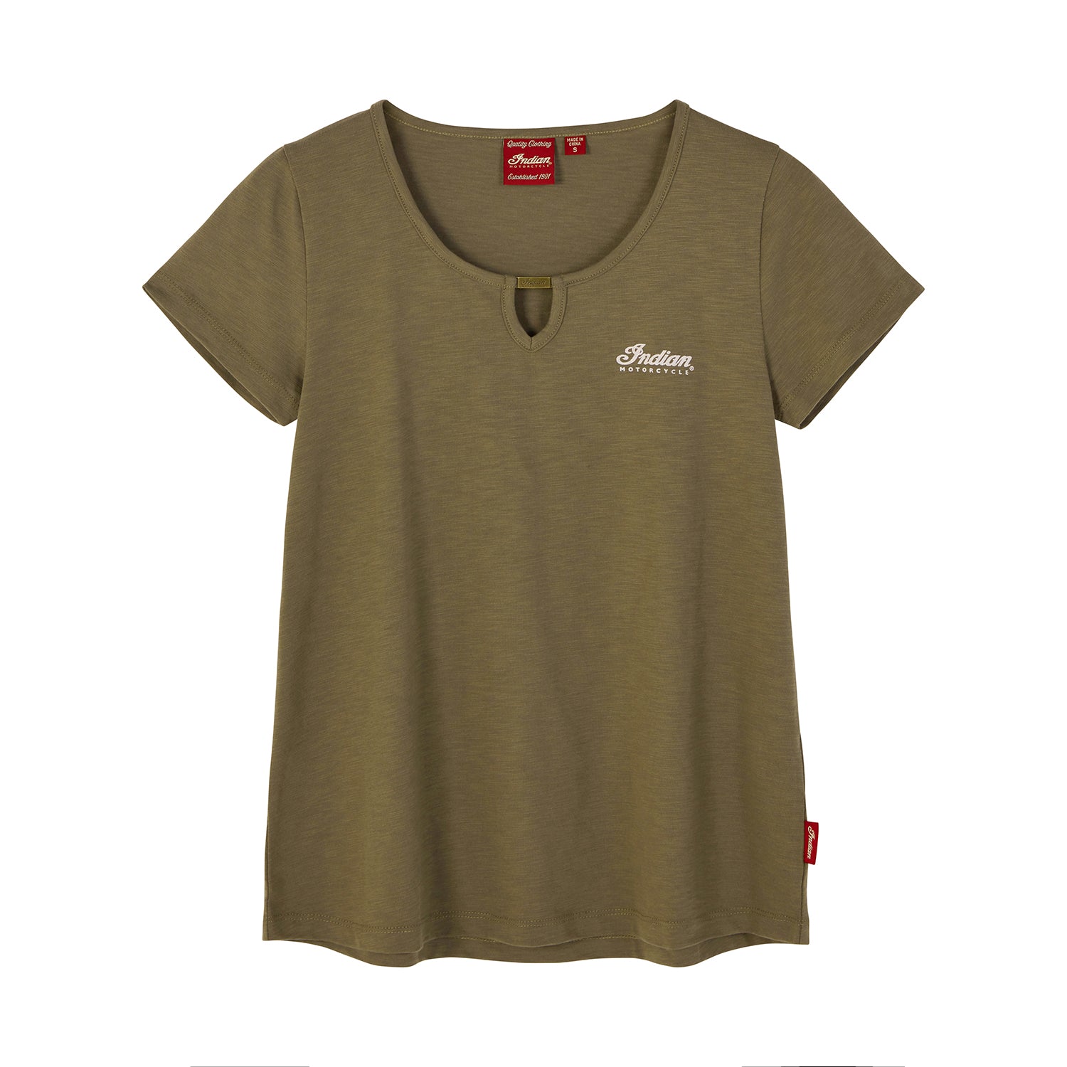 Women's Script Logo Keyhole T-Shirt, Green