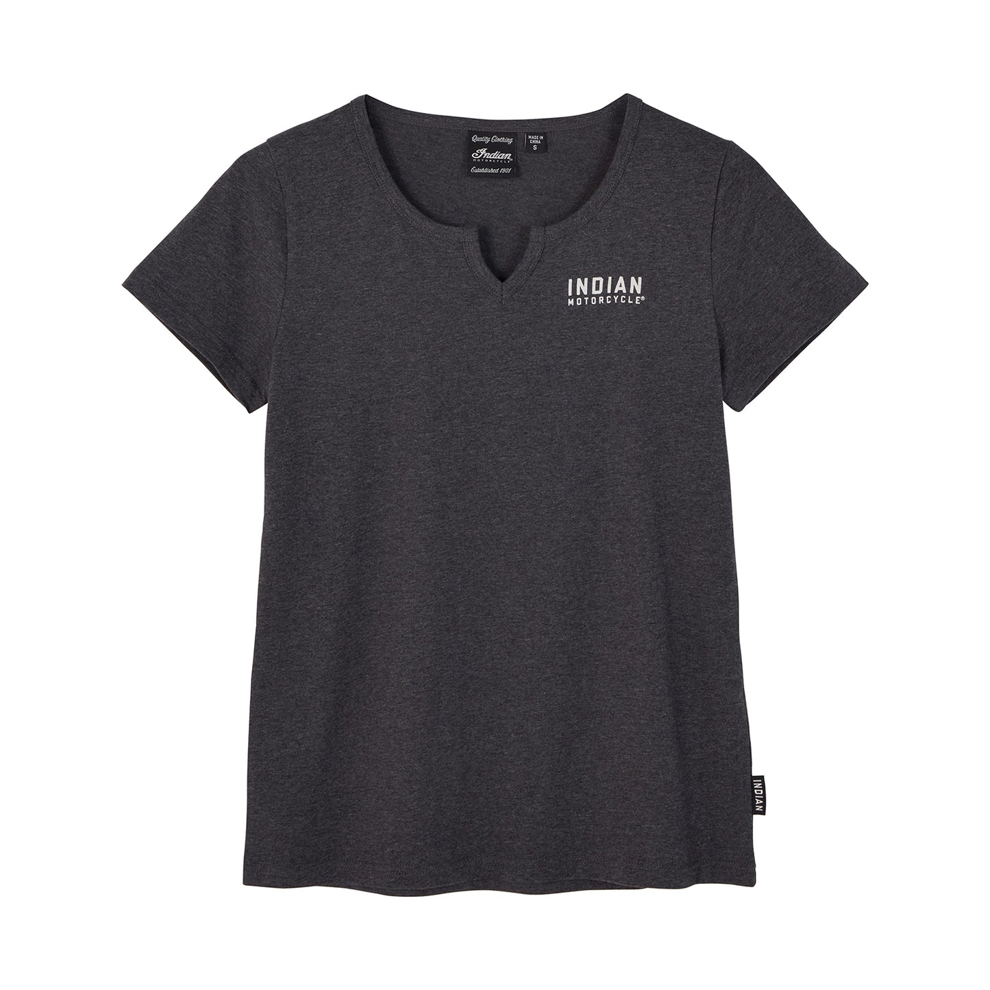 Women's Block Logo Notch Neck T-Shirt, Gray