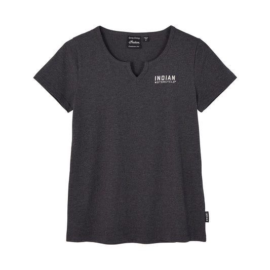 Women's Block Logo Notch Neck T-Shirt, Gray