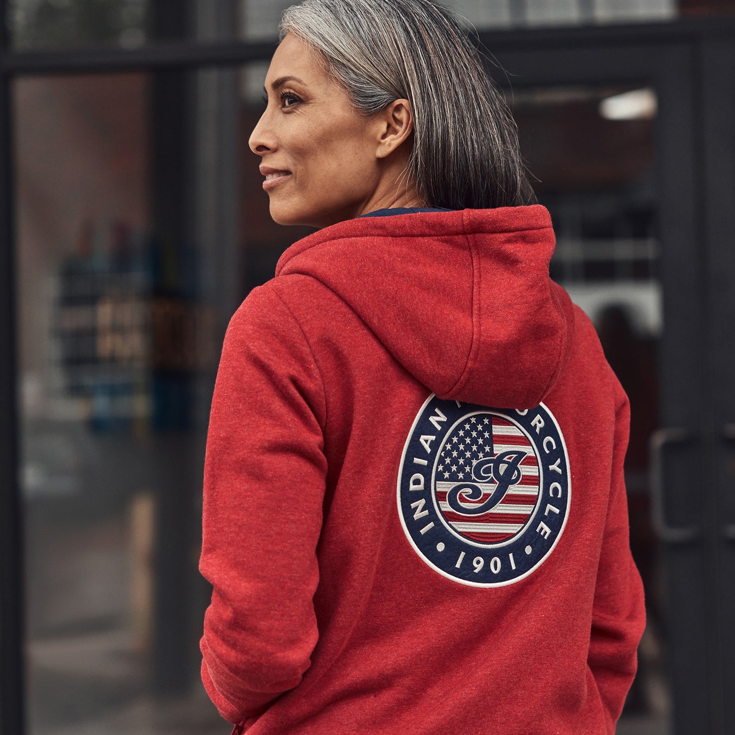 Women's USA Flag Hoodie, Red