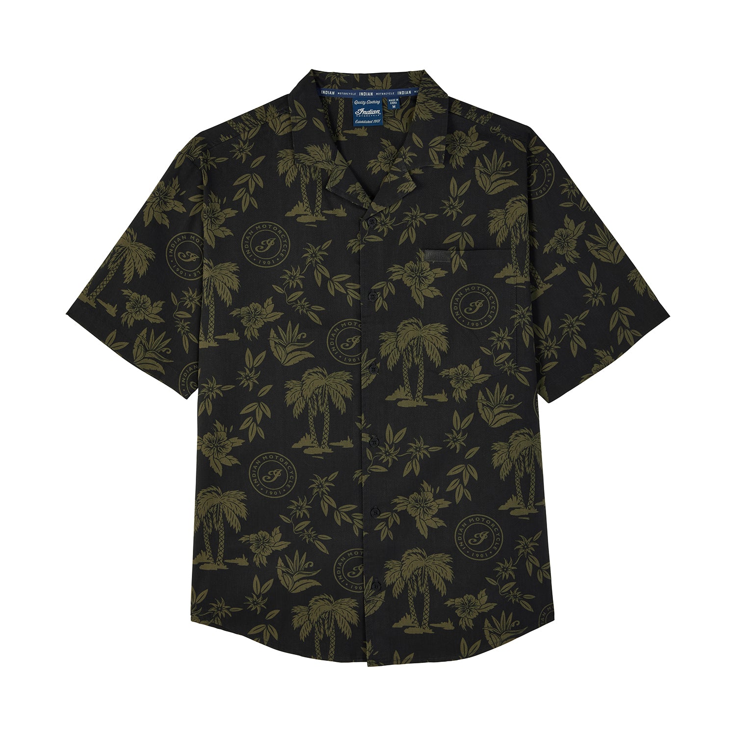 Men's Palm Print Script Icon Shirt, Green